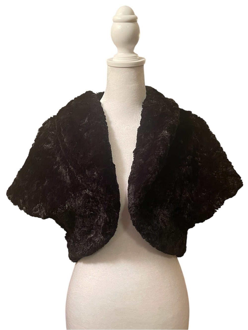 Jessica Howard Black Faux Fur Shrug Bolero - Women's Evening Cover-Up Sz L